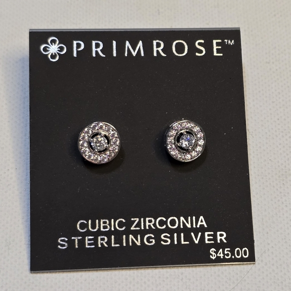Primrose Sterling Silver Circle Cubic Zirconia Earrings New 45$